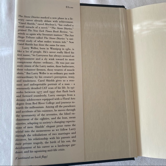 1st Canadian Edition 1987 Larry's Party by Carol Shields Hard Cover Book - Picture 4 of 5